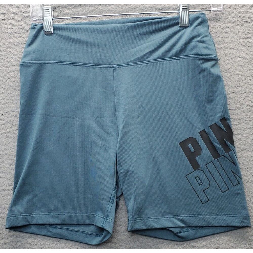 PINK Active‎ Shorts Womens Medium Blue Polyester Athletic Elastic Waist Pull On